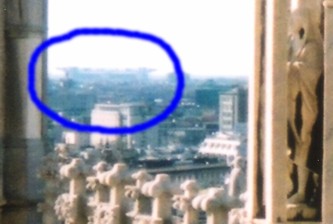The San Siro Stadium is visible from the spectacular roof of the Duomo